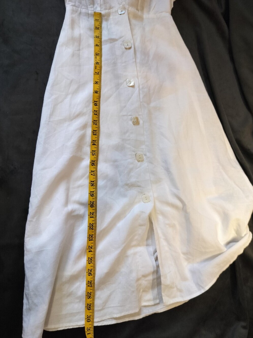EUC Charlie Holiday White Linen Cotton Button Up Midi Dress Flutter Sleeves XS - Picture 8 of 8